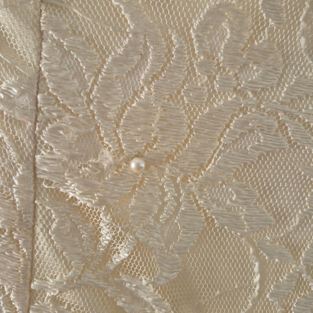 Nancy Bracoloni for Bracoloni Ivory Lace & Taffeta Vintage Dress with Bolero Jac